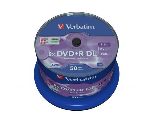 Диск DVD Verbatim 8.5Gb 8X CakeBox 50 шт MATT SILVER SURFACE (43758)