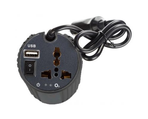 Автомобільний інвертор Porto 12V/220V 150W, USB, ионизатор, Black (MNY-150B) 