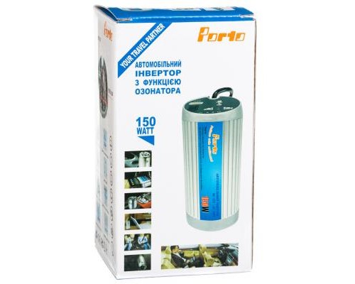 Автомобільний інвертор Porto 12V/220V 150W, USB, ионизатор, Black (MNY-150B) 