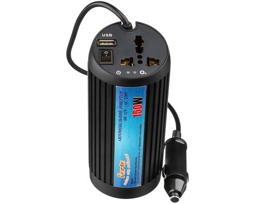 Автомобільний інвертор Porto 12V/220V 150W, USB, ионизатор, Black (MNY-150B) 