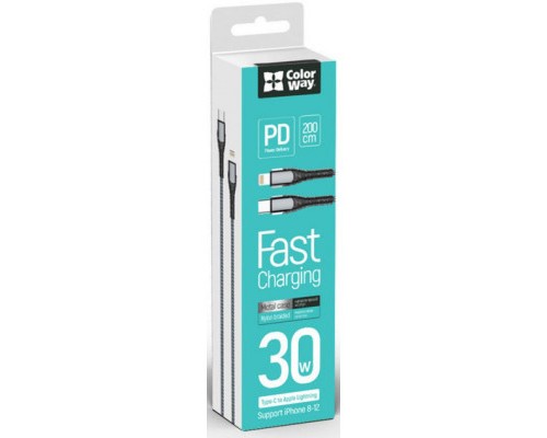 Дата кабель USB-C to Lightning 2.0m ColorWay (CW-CBPDCL036-GR)