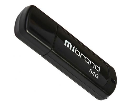 USB флеш накопичувач Mibrand 64GB Grizzly Black USB 2.0 (MI2.0/GR64P3B) 