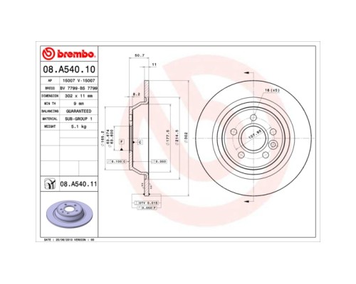 Гальмівний диск Brembo 08.A540.11