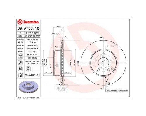 Гальмівний диск Brembo 09.A736.11