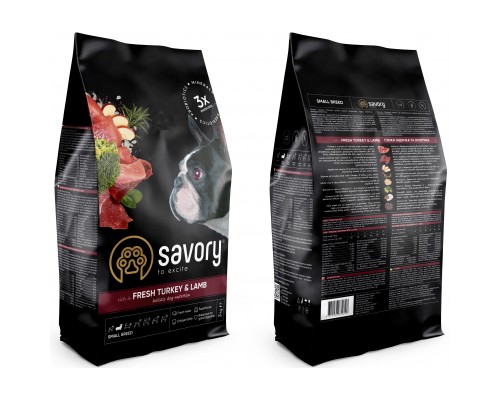 Сухий корм для собак Savory Small Breed rich in Fresh Turkey and Lamb 3 кг (4820232630358)