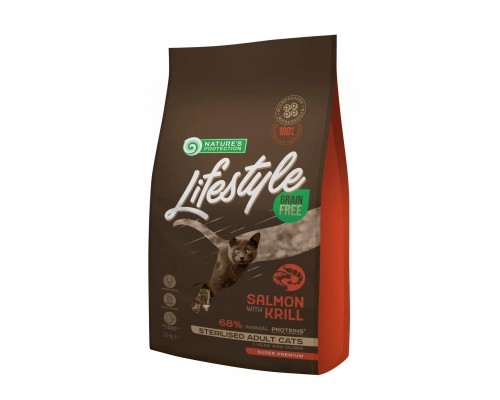 Сухий корм для кішок Nature's Protection Lifestyle Grain Free Salmon with krill Sterilised 1.5 кг (NPLS45799)