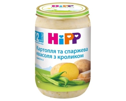 Дитяче пюре HiPP Картопля і спаржева квасоля з кроликом, 220 г (9062300131564)