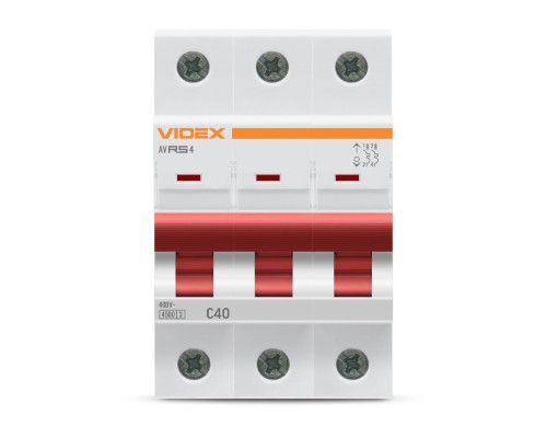 Автоматичний вимикач Videx RS4 RESIST 3п 40А С 4,5кА (VF-RS4-AV3C40)