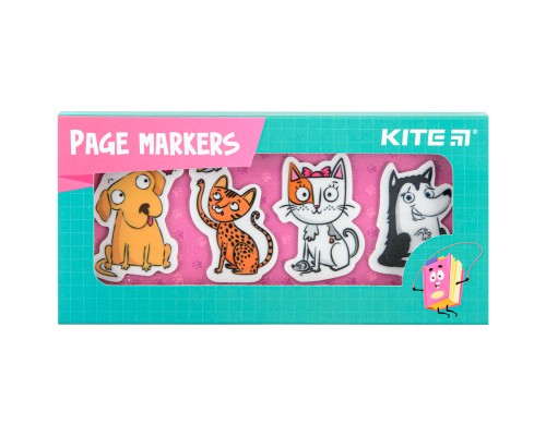 Закладки для книг Kite пластикові Pets 4x20 шт, 35х50 мм (K22-479-5)