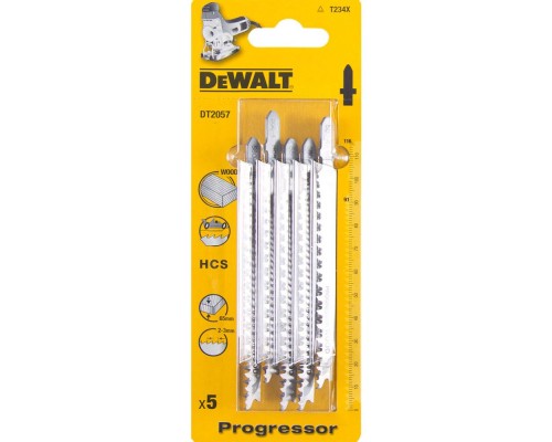 Полотно DeWALT для електролобзика, по деревині,швидкий, L=116, WL=91, 2-3 мм, 5 шт (DT2057)