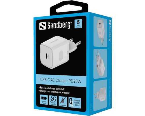 Зарядний пристрій Sandberg USB-C PD QC 3.0 20W (441-42)