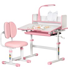 Парта зі стільцем ErgoKids Pink (+полка+лампа) (BD-24 PN)