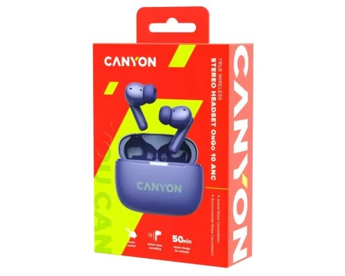 Навушники Canyon TWS-10 OnGo ANC ENC Purple (CNS-TWS10PL)
