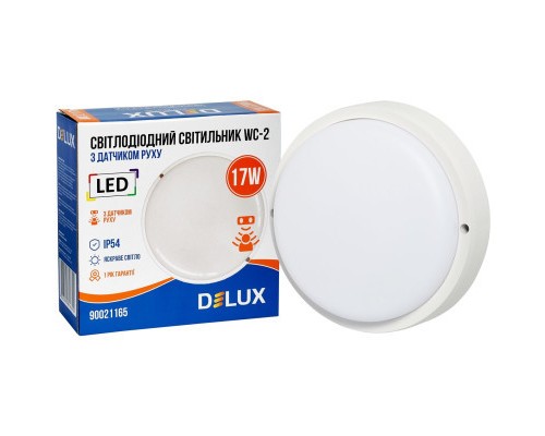 Світильник Delux WC-2 17 Вт 5000K IP54 з датчиком руху (90021165)