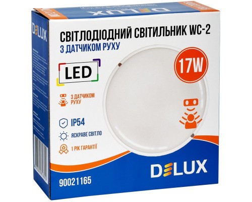 Світильник Delux WC-2 17 Вт 5000K IP54 з датчиком руху (90021165)