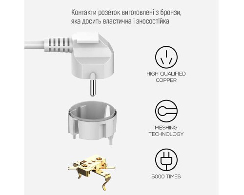 Мережевий фільтр живлення ColorWay CW-CHE64PDW, 6 розеток/4USB 2M (CW-CHE64PDW)