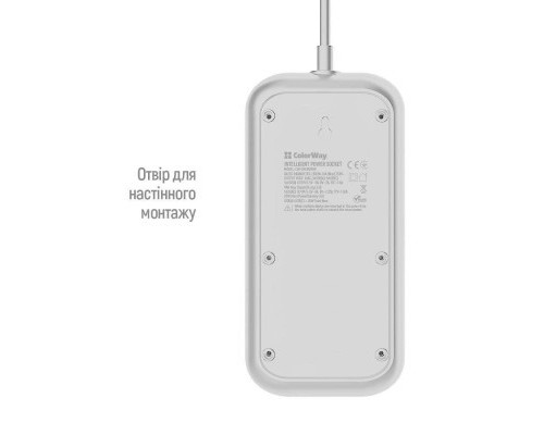 Мережевий фільтр живлення ColorWay CW-CHE64PDW, 6 розеток/4USB 2M (CW-CHE64PDW)