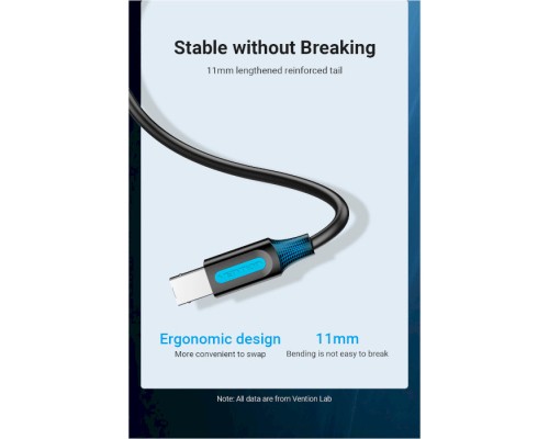 Кабель для принтера USB 2.0 AM/BM 1.0m 480Mbps PVC black Vention (COQBF)