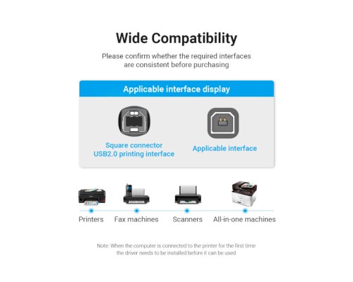 Кабель для принтера USB 2.0 AM/BM 1.0m 480Mbps PVC black Vention (COQBF)