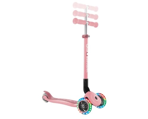 Самокат Globber Primo Foldable Lights колеса з підсвіткою до 50 кг 3+ Пастельно-рожевий (432-211-3)