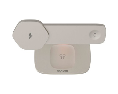 Зарядний пристрій Canyon wireless charger HEXAGON WCS-310 3in1 LightGrey/Orange (CNS-WCS310LGOR)