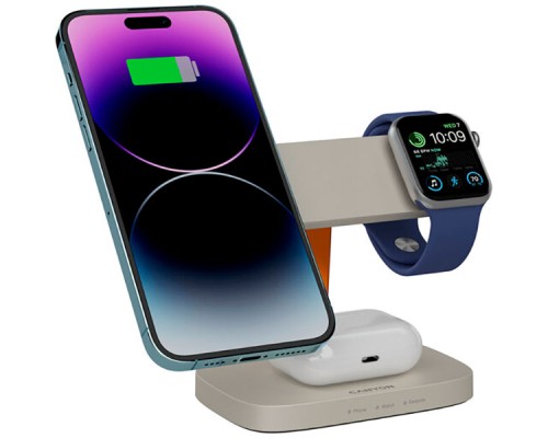 Зарядний пристрій Canyon wireless charger HEXAGON WCS-310 3in1 LightGrey/Orange (CNS-WCS310LGOR)