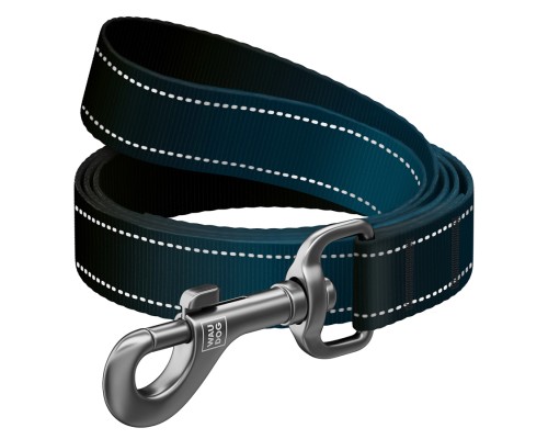 Повідок для собак WAUDOG Nylon Mono світловідбивний, S, Ш 15 мм, Д 300 см, чорний (46431)