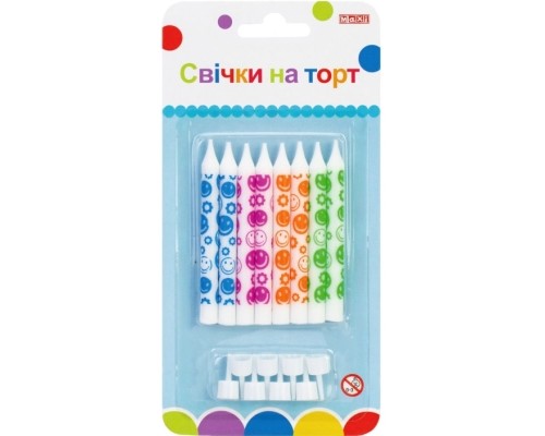 Свічка Maxi 8 шт. на торт, 8 см; 8 підставок для свічок (MX627045.F02)