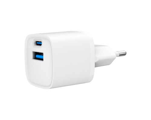 Зарядний пристрій Gembird 1xUSB-C PD20W + 1xUSB QC3.0 white (TA-UC-PDQC20-W-01)