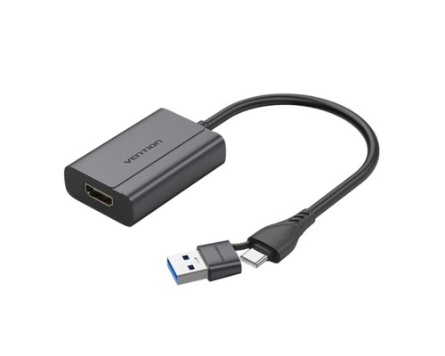 Перехідник USB-C + USB-A to HDMI Adapter 0.15M Gray Aluminium Alloy Type VENTION (ACYHB)