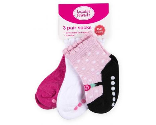 Шкарпетки дитячі Luvable Friends 3 пари неслизькі, для дівчаток (23080.6-12 F) Шкарпетки дитячі Luvable Friends 3 пари неслизькі, для дівчаток (23080.6-12 F)