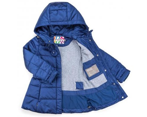 Куртка дитяча Snowimage подовжена з капюшоном і квіточками (SICY-G107-110G-blue)