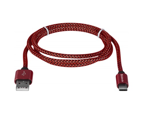 Дата кабель USB 2.0 AM to Type-C 1.0m USB09-03T PRO red Defender (87813)