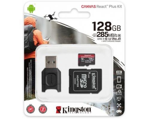 Карта пам'яті Kingston 128GB microSDXC class 10 Canvas React+ (MLPMR2/128GB)