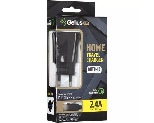 Зарядний пристрій Gelius Pro Edition Auto ID 2USB + Cable Type-C 2.4A Black (00000072152)