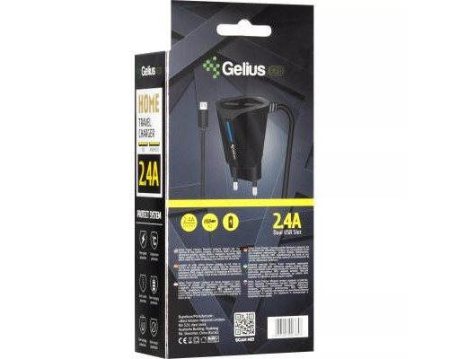 Зарядний пристрій Gelius Pro Edition Auto ID 2USB + Cable Type-C 2.4A Black (00000072152)
