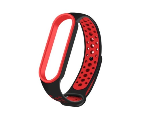 Ремінець до фітнес браслета BeCover Nike Style для Xiaomi Mi Smart Band 5 Black-Red (705153)