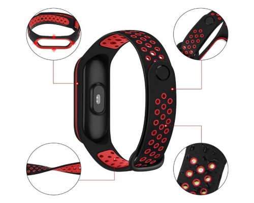 Ремінець до фітнес браслета BeCover Nike Style для Xiaomi Mi Smart Band 5 Black-Red (705153)
