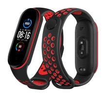 Ремінець до фітнес браслета BeCover Nike Style для Xiaomi Mi Smart Band 5 Black-Red (705153)