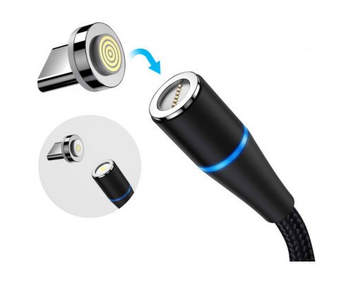 Дата кабель USB 2.0 AM to Lightning + Micro 5P + Type-C 1.0m Magnetic ColorWay (CW-CBUU038-BK)