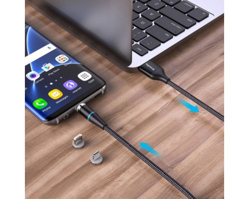 Дата кабель USB 2.0 AM to Lightning + Micro 5P + Type-C 1.0m Magnetic ColorWay (CW-CBUU038-BK)