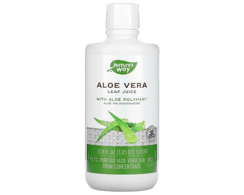 Трави Nature's Way Алое віра органічний сік, Aloe Vera, Leaf Juice 1000 мл (NWY-14280)
