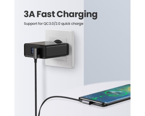Дата кабель USB 2.0 AM to Type-C 1.0m US176 Both Angled 3A (Black) Ugreen (20856)