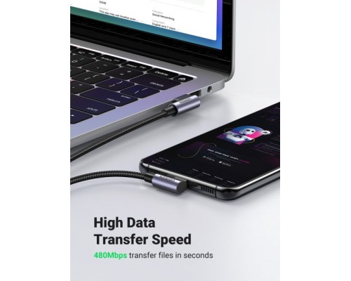 Дата кабель USB 2.0 AM to Type-C 1.0m US176 Both Angled 3A (Black) Ugreen (20856)