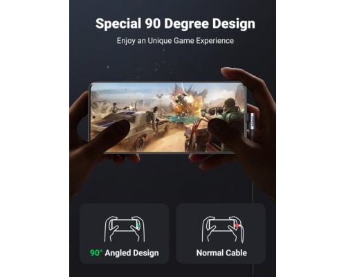 Дата кабель USB 2.0 AM to Type-C 1.0m US176 Both Angled 3A (Black) Ugreen (20856)