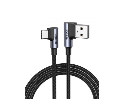 Дата кабель USB 2.0 AM to Type-C 1.0m US176 Both Angled 3A (Black) Ugreen (20856)