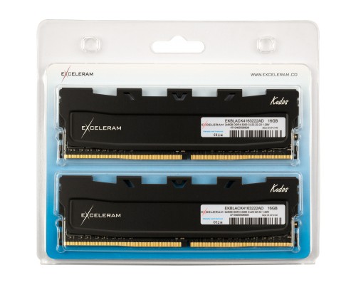 Модуль пам'яті для комп'ютера DDR4 16GB (2x8GB) 3200 MHz Black Kudos eXceleram (EKBLACK4163222AD)