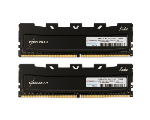 Модуль пам'яті для комп'ютера DDR4 16GB (2x8GB) 3200 MHz Black Kudos eXceleram (EKBLACK4163222AD)