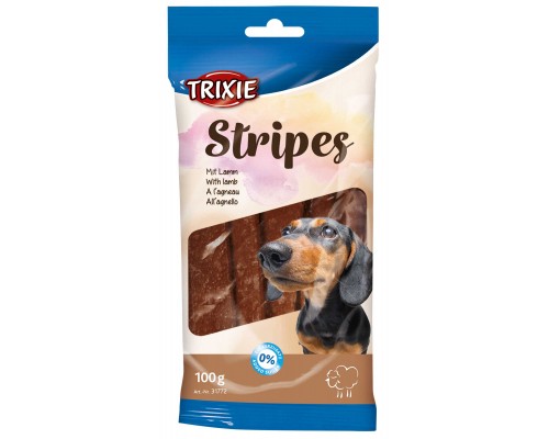 Ласощі для собак Trixie Stripes з ягням 100 г (10 шт) (4011905317724)