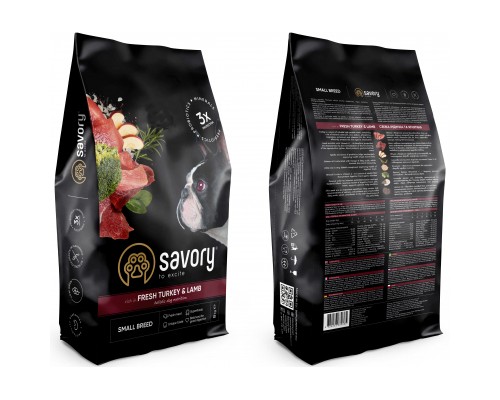 Сухий корм для собак Savory Small Breed rich in Fresh Turkey and Lamb 8 кг (4820232630365)